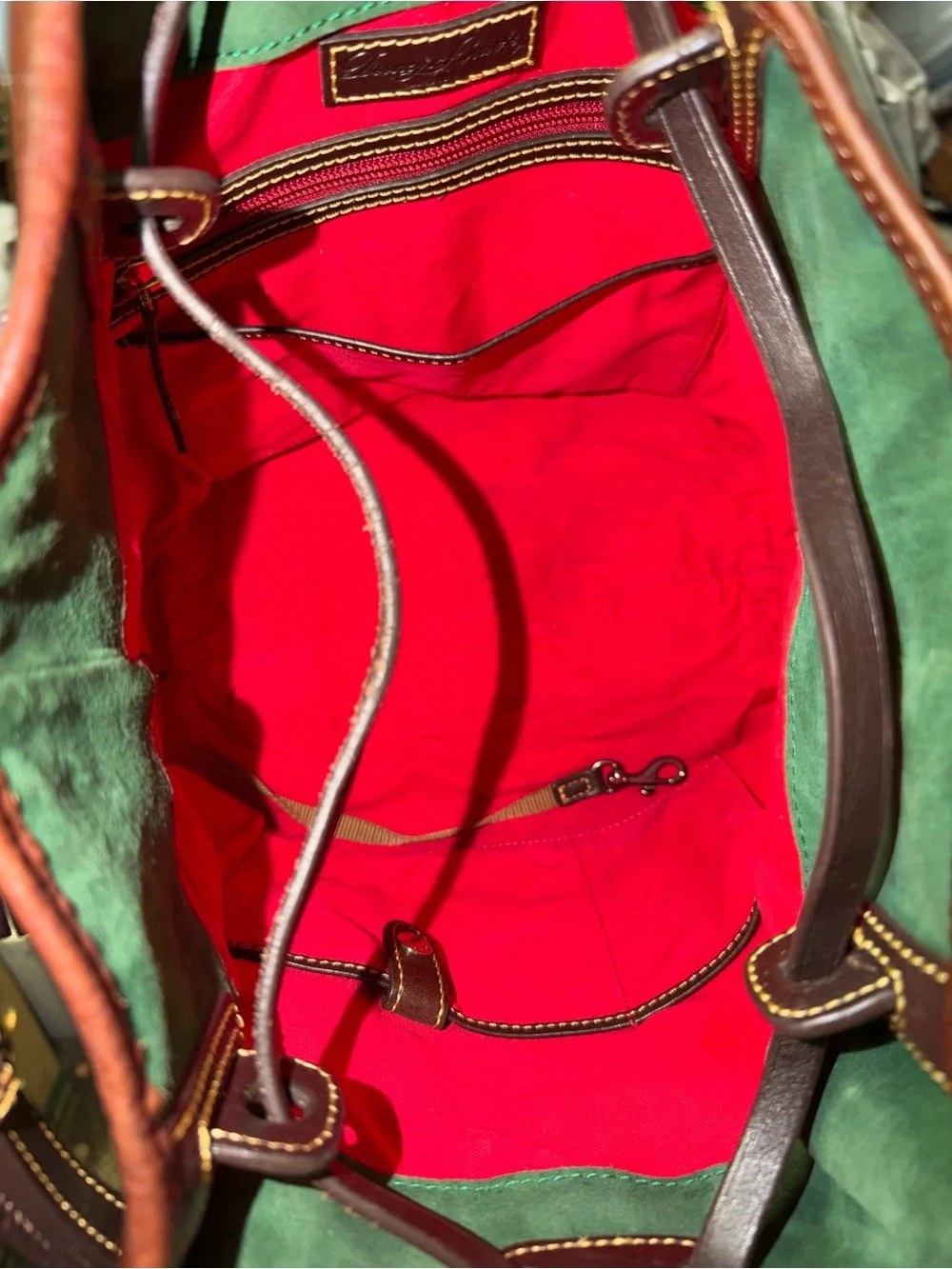 Dooney & Bourke Buckley Bag Leather Tote with Dual Handles in the color Chestnut